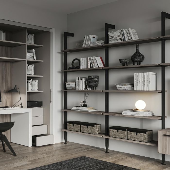 Emuca Lot de consoles pour 5 étagères en bois pour structure Zero, planches non incluses, Zamak, Peint en noir texturé 4 Emuca Lot de consoles pour 5 étagères en bois pour structure Zero, planches non incluses, Zamak, Peint en noir texturé 4