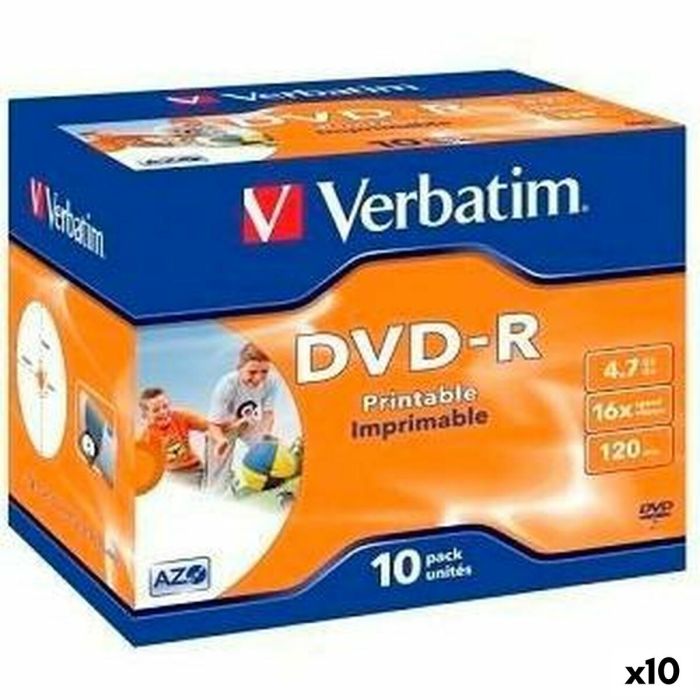 DVD-R Verbatim 4,7 GB 16x 10 Pièces (10 Unités)