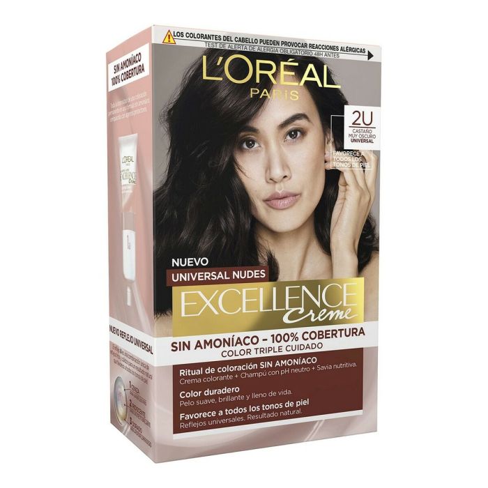 Teinture sans ammoniaque L'Oreal Make Up Excellence 2u-darkest brunette Nº 2u-Darkest Brunette (5 Unités)