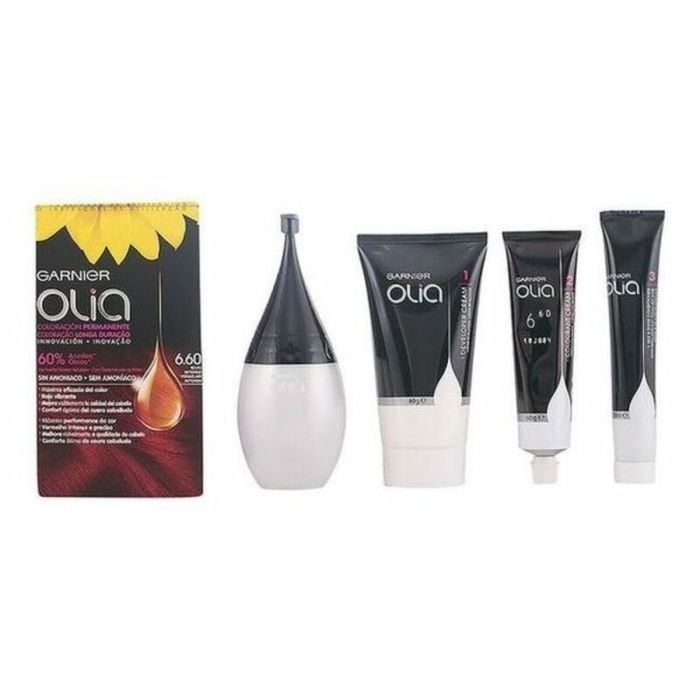 Teinture sans ammoniaque Garnier Olia Rouge intense Nº 6,60 Rojo Intenso Nº 6,60 Rojo Intenso Set (1 Unité)