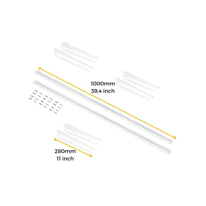Emuca Kit de pour 3 étagères avec consoles et supports muraux Jagmet, longueur 280mm, Acier, Peint en blanc 6