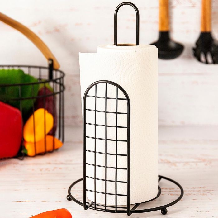 Porta Rollos Acero Pintado Ebano Quid 18x18x31 cm (12 Unidades) 2