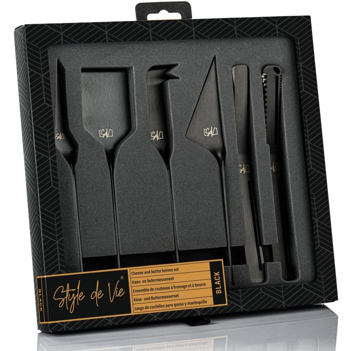 Coffret couteaux a fromages et beurre - STYLE DE VIE - Acier inoxydable - 6 pieces - Noir 2