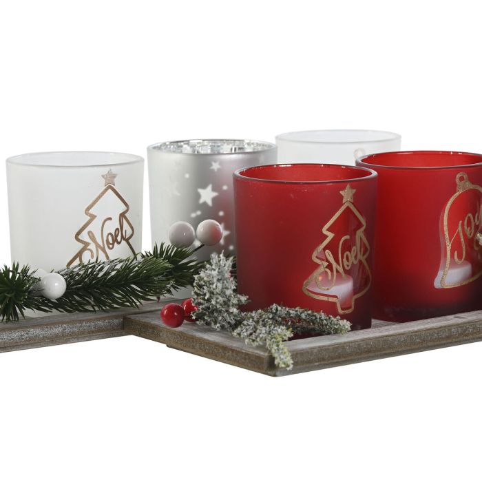 Bougeoirs de Noël Home ESPRIT Blanc Rouge 40 X 9 X 13,5 cm (5 Pièces) (2 Unités) 2