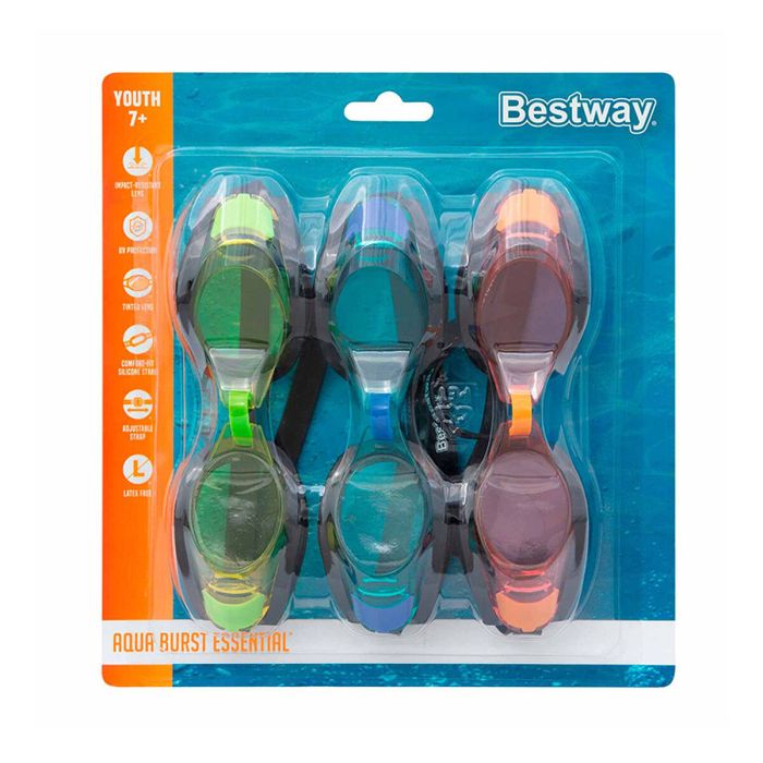 Bestway Lunettes de natation pour enfants Courroie en silicone Couleur assortie +3 ans Plage et Piscine 21080 3