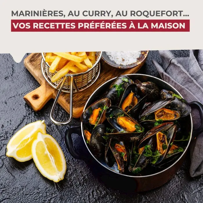 Fackelmann Marmite à Moules Émaillée 3 L Noir - Tous Feux Dont Induction - 20.5 x 26 x 17.5 cm Fackelmann Marmite à Moules Émaillée 3 L Noir - Tous Feux Dont Induction - 20.5 x 26 x 17.5 cm