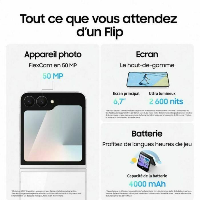 Smartphone Samsung F761 8-128 BK V2 Octa Core 8 GB RAM 128 GB Noir 6,7" 8