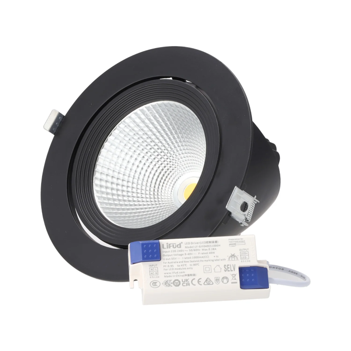 Downlight LED 40W 4000Lm 4200K Orientable UGR17 50.000H Noir 0 Downlight LED 40W 4000Lm 4200K Orientable UGR17 50.000H Noir 0