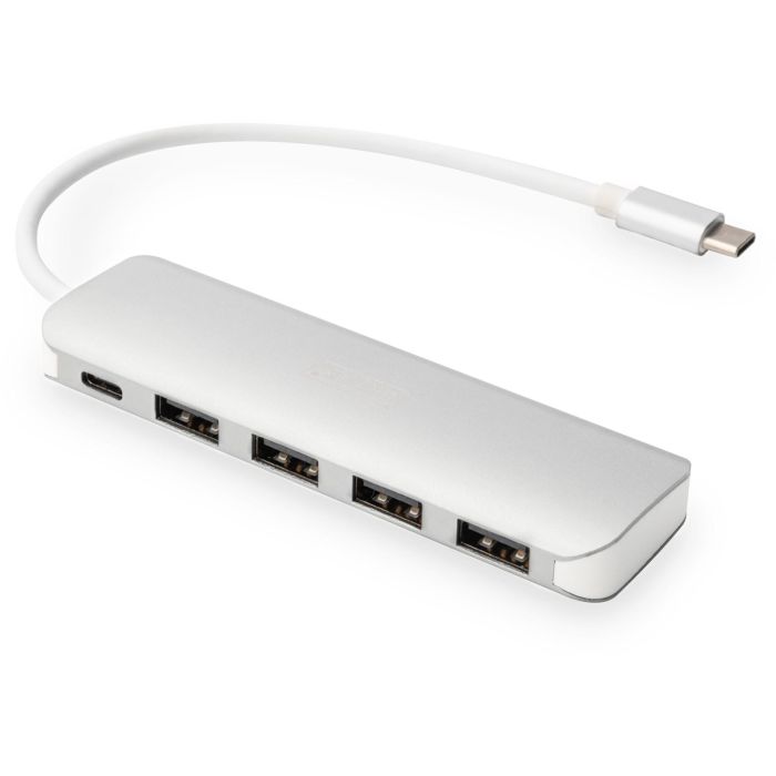 DIGITUS USB-C-Hub 4-Port 3.0->4xA3.0 1xC-PD intgr.Kabel wei 1