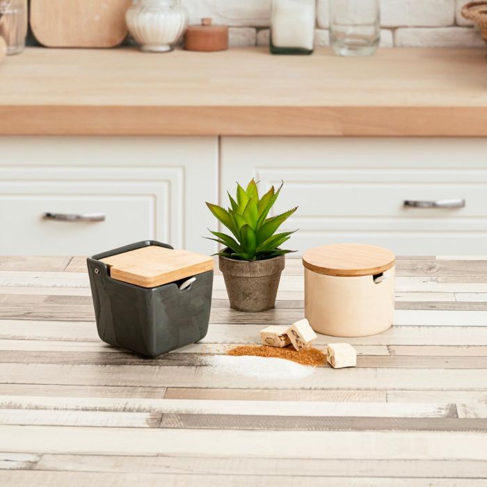 Azucarero Porcelana y Bambú Tu Y Yo Quid 9,5x9,5x8 cm (6 Unidades) 1