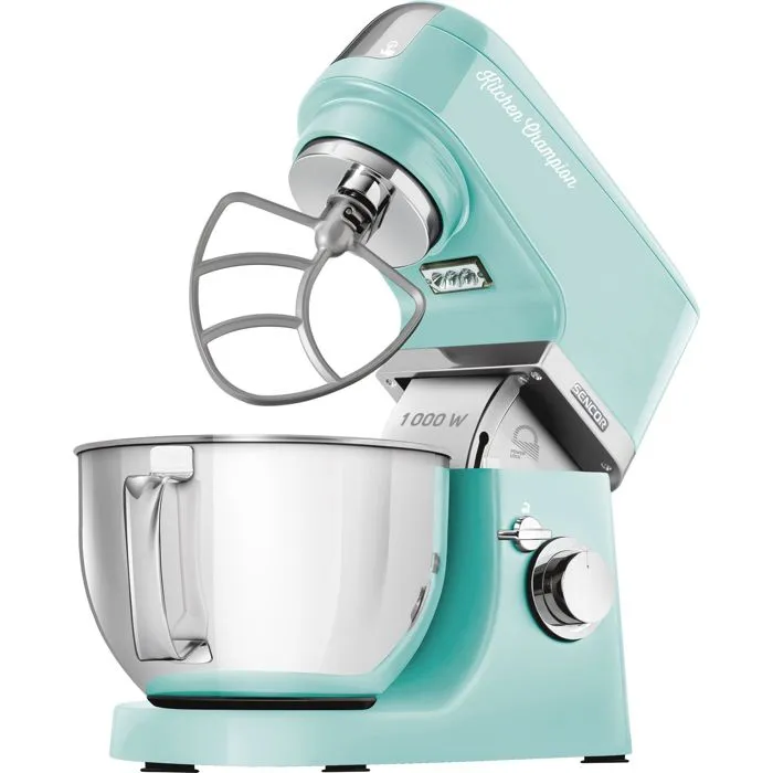 Sencor STM 6351GR Robot pâtissier avec bol inox 4.5 L, 1000 W, 8 vitesses et mode pulse, éclairage LED, pour pétrir, fouetter et mélanger