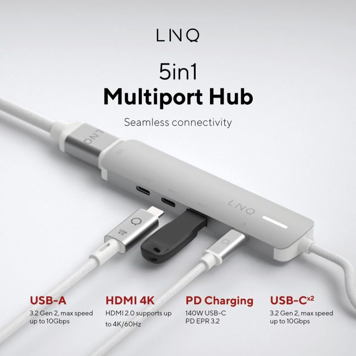 Hub USB Linq Byelements LQ49051 Blanc Gris 17 Hub USB Linq Byelements LQ49051 Blanc Gris 17