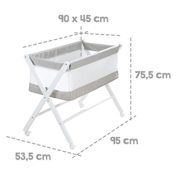 Berceau Cododo Pliable - ROBA - Toile et maille - Matelas et roulettes a freins - 90 x 45 cm - Gris / Blanc 1 Berceau Cododo Pliable - ROBA - Toile et maille - Matelas et roulettes a freins - 90 x 45 cm - Gris / Blanc 1