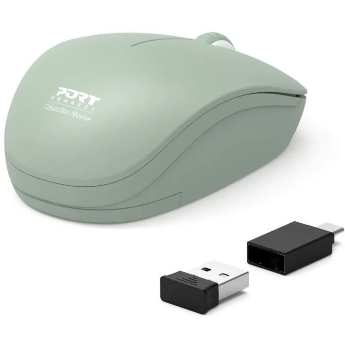 Port Designs Souris Sans Fil 900543 Collection II, Olive Vert, Technologie Wireless 2.4 GHz, Design Ultra Compact et Silencieux
