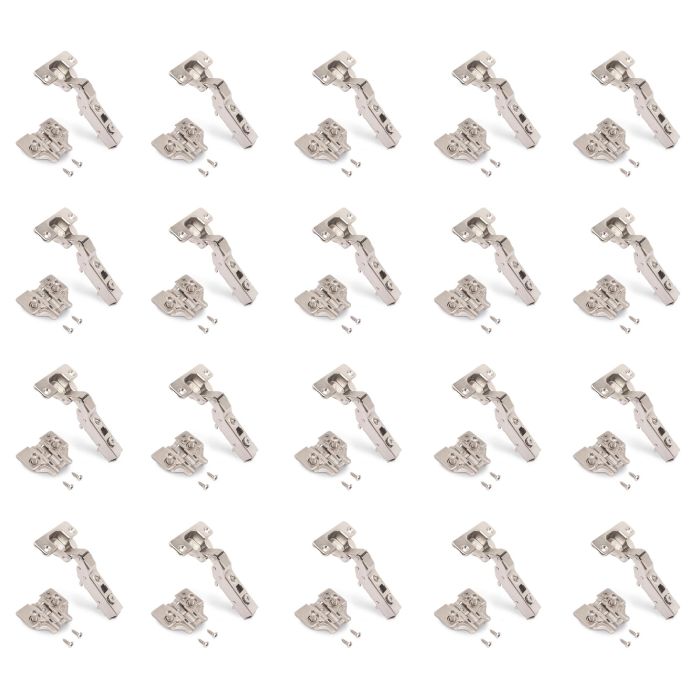 Emuca Lot de 20 charnières coudées X91 à fermeture amortie et embases euro, Hauteur 0, Acier, nickelé 0 Emuca Lot de 20 charnières coudées X91 à fermeture amortie et embases euro, Hauteur 0, Acier, nickelé 0