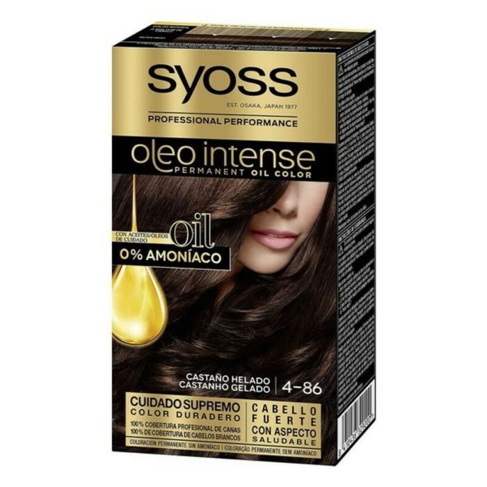 Teinture permanente Syoss Olio Intense Sans ammoniaque Nº 4,86 Châtain Froid