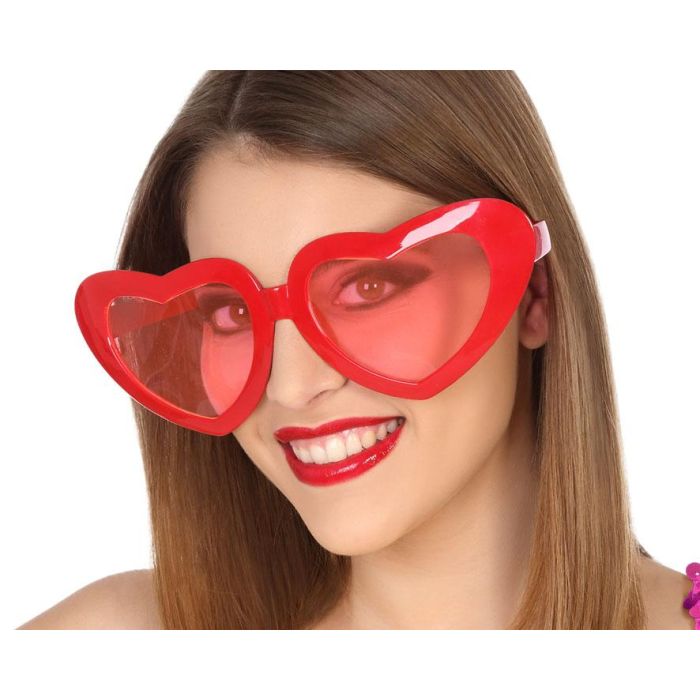 Lunettes XXL en forme de cœur rouge pour adulte et femme - Accessoire de fête et déguisement
