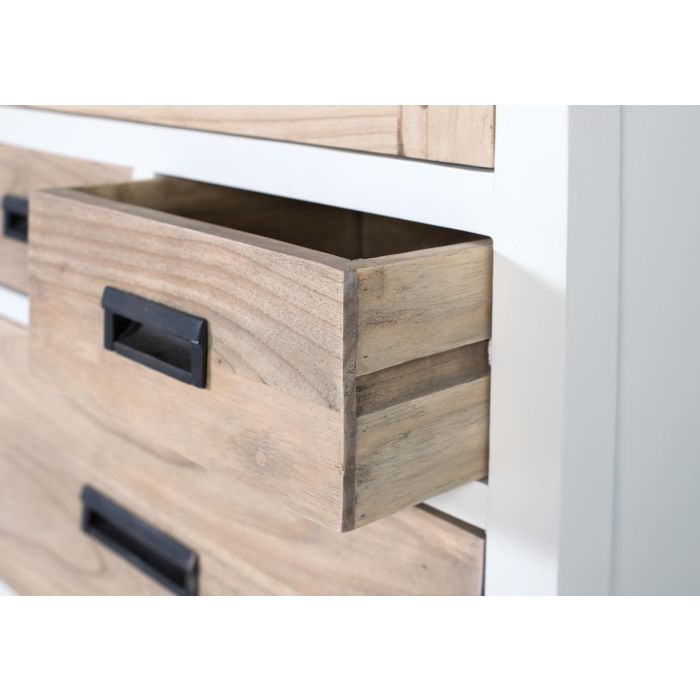 GINER Y COLOMER Buffet en bois massif de mindi avec porte vitrée et 3 tiroirs - Meuble de rangement blanc et naturel pour salon ou salle à manger 3 GINER Y COLOMER Buffet en bois massif de mindi avec porte vitrée et 3 tiroirs - Meuble de rangement blanc et naturel pour salon ou salle à manger 3
