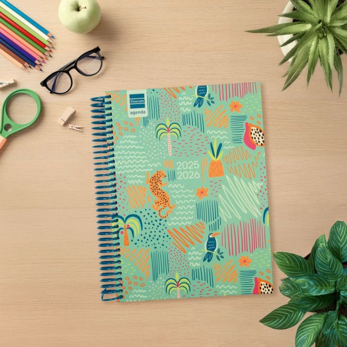 Agenda Finocam DIVA Multicouleur quarto 15,5 x 21,2 cm Jungle 2025-2026 4