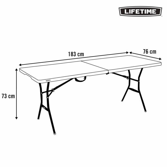 Table Piable Lifetime Noir 183 x 73 x 76 cm 3 Table Piable Lifetime Noir 183 x 73 x 76 cm 3