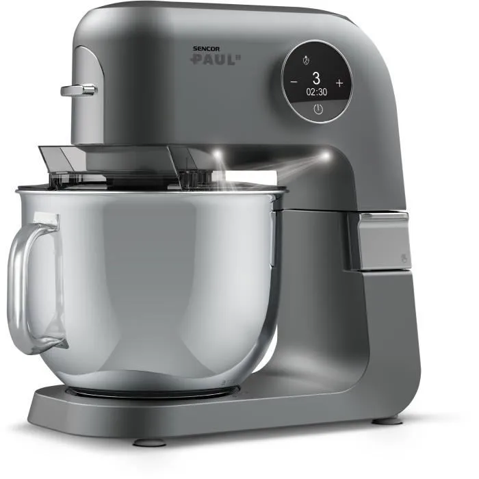 Sencor STM 7740 PAUL 2 - Robot pâtissier 1500 W avec 2 bols (6 L, 3.5 L), 8 vitesses et accessoires pour pétrir, fouetter, hacher - Acier inoxydable - Garantie 6 ans