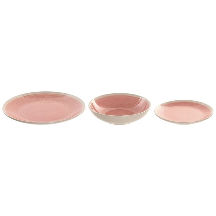 Assiettes Home ESPRIT Blanc Rose Grès 18 Pièces 4
