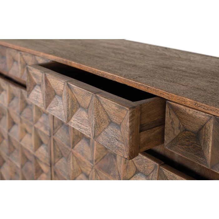 GINER Y COLOMER - Buffet en bois de manguier avec finition vieillie, 4 tiroirs et 4 portes, couleur noyer - Meuble de rangement élégant et fonctionnel 4 GINER Y COLOMER - Buffet en bois de manguier avec finition vieillie, 4 tiroirs et 4 portes, couleur noyer - Meuble de rangement élégant et fonctionnel 4