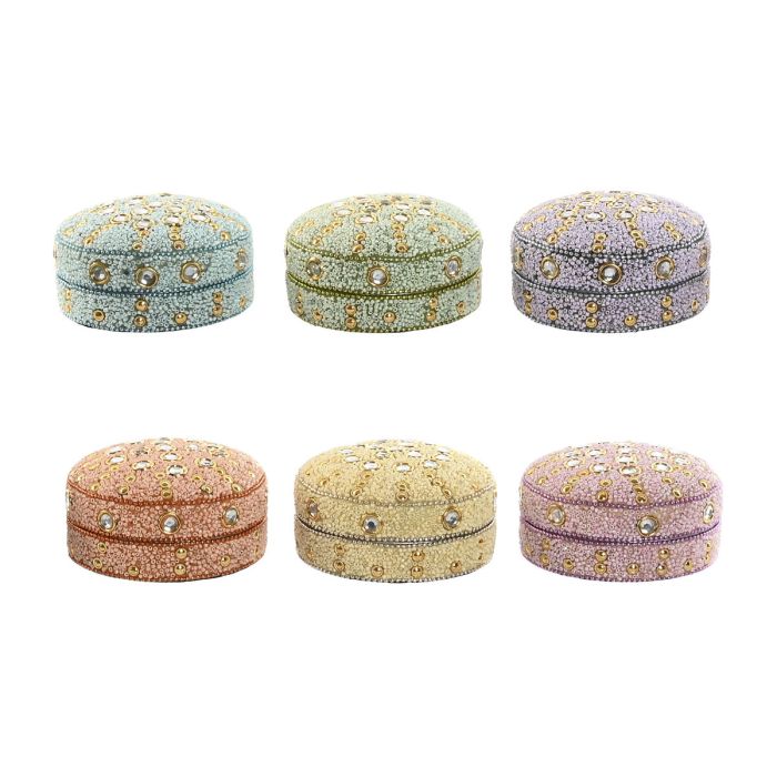 Boîte à bijoux Home ESPRIT Jaune Orange Rose Lila Aluminium 10 x 10 x 5 cm (6 Unités)