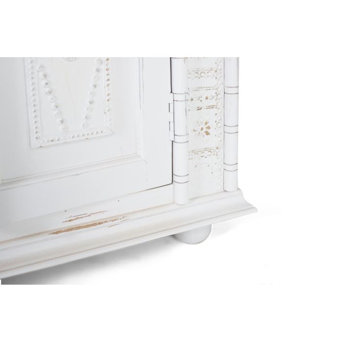 GINER Y COLOMER - Armoire 2 portes en bois de mango, finition blanc décapé patiné avec détails métalliques dorés et 3 étagères intérieures 5 GINER Y COLOMER - Armoire 2 portes en bois de mango, finition blanc décapé patiné avec détails métalliques dorés et 3 étagères intérieures 5