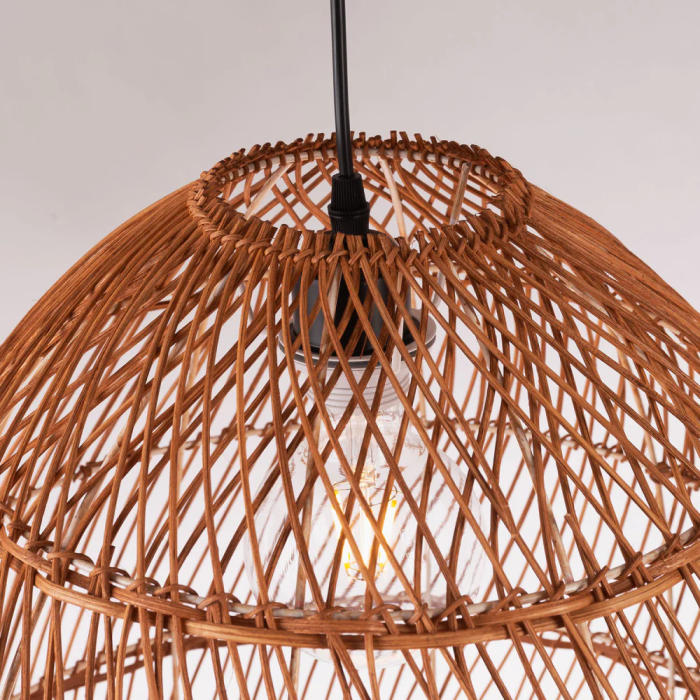 Lampe Suspendue "Avondale" en Rotin Naturel Boho-Chic, Douille E27 SKD-P80043 1