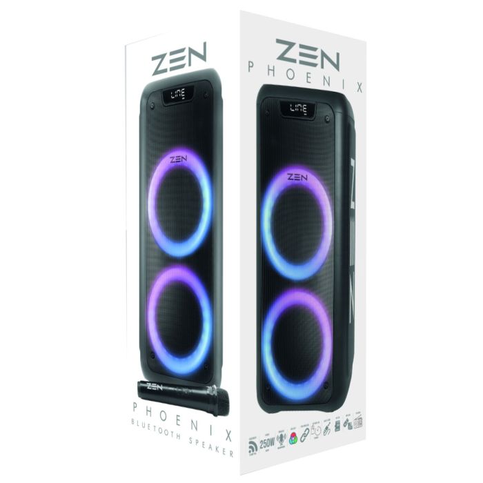 Haut-parleurs bluetooth portables ZEN PHOENIX Noir 350 W 2 Haut-parleurs bluetooth portables ZEN PHOENIX Noir 350 W 2
