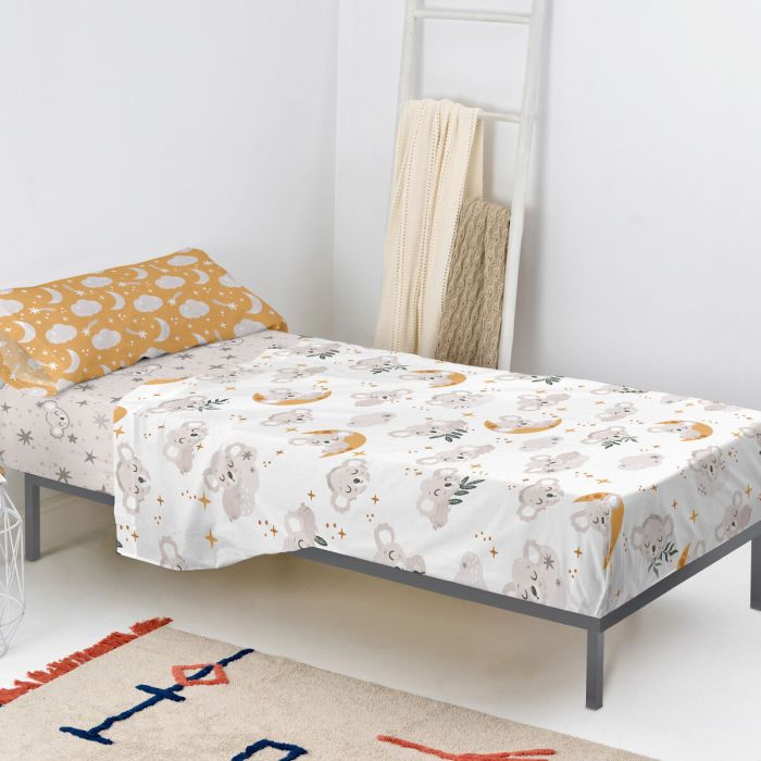 Jeu de draps HappyFriday Moshi Moshi Baby koala Multicouleur Lit 1 persone 2 Pièces 4