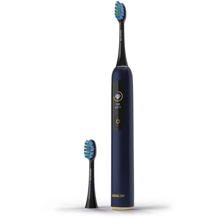 Sencor SOC 5010BL - Brosse à dents électrique avec capteur de pression, 4 modes, 38000 oscillations/min, recharge USB-C, 30 jours d'autonomie, étanche IPX7 Sencor SOC 5010BL - Brosse à dents électrique avec capteur de pression, 4 modes, 38000 oscillations/min, recharge USB-C, 30 jours d'autonomie, étanche IPX7