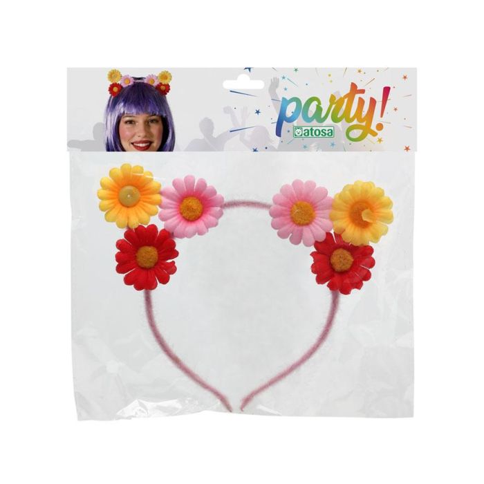 Diadema Orejas Diadème tête avec fleurs multicolores pour déguisement fée, carnaval, printemps ou style kawaii - accessoire photo enfant