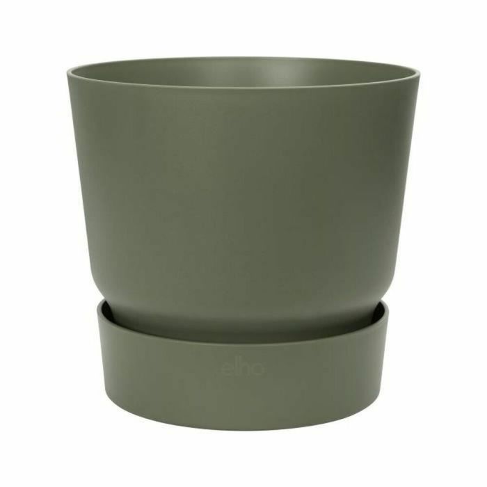 Elho Pot de fleurs rond Greenville 47, extérieur, Ø 47 x H 44,1 cm, vert feuille, plastique recyclé, résistant au gel