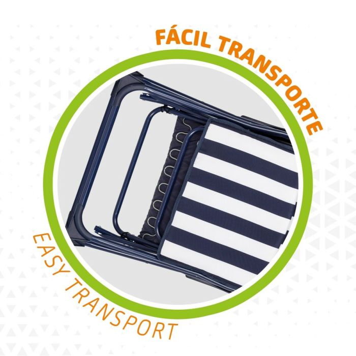 Chaise longue Aktive Blanc Blue marine Inclinable A rayures 147 x 70 x 48 cm (2 Unités) 1