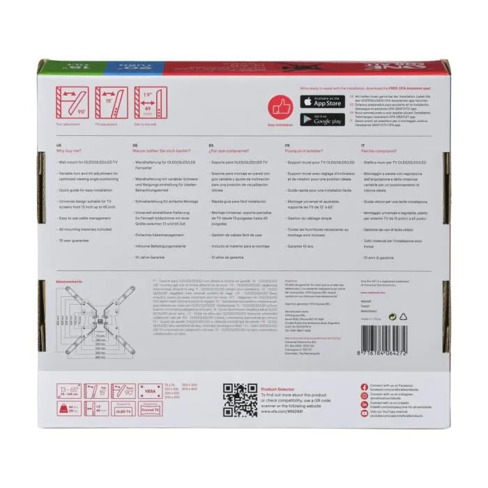 One For All WM2441 Support Mural TV Pivotant et Inclinable 13-55 pouces, 90° Rotation, Gestion des Câbles, Compatible VESA 3 One For All WM2441 Support Mural TV Pivotant et Inclinable 13-55 pouces, 90° Rotation, Gestion des Câbles, Compatible VESA 3