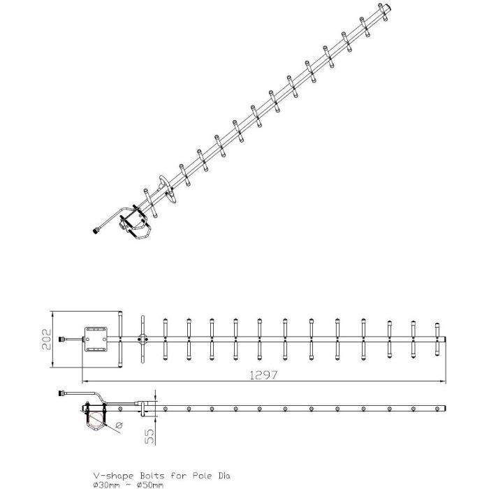 ALLNET Antenne 868MHz 14dbi Antenne (N-Female) YAGI ANT-868-14dbi-Yagi LoRA HELIUM IoT 3