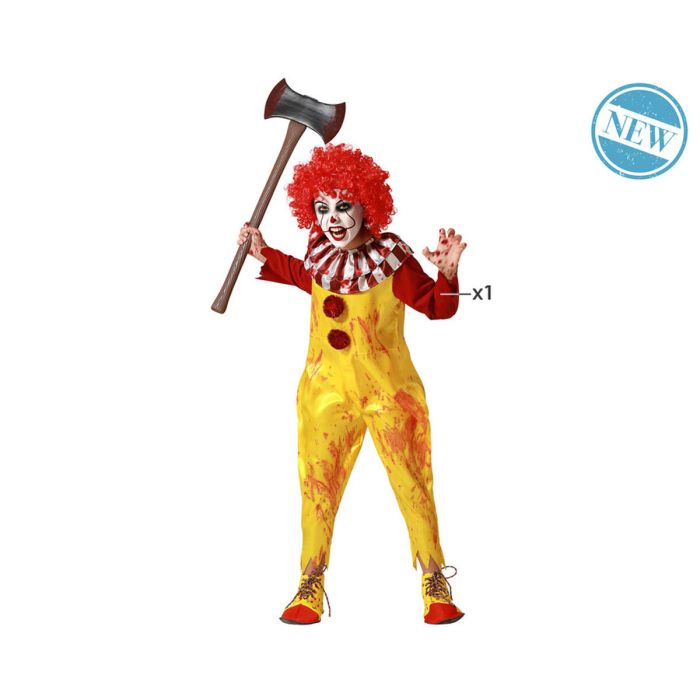 Déguisement Enfant Payaso Jaune avec Singe et Col Rouge pour Halloween et Carnaval - Taille 3-4 Ans en Polyester