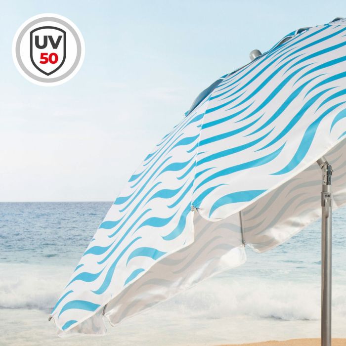 Parasol de plage Aktive Bleu Ø 220 cm 220 x 200 x 220 cm (6 Unités) 4