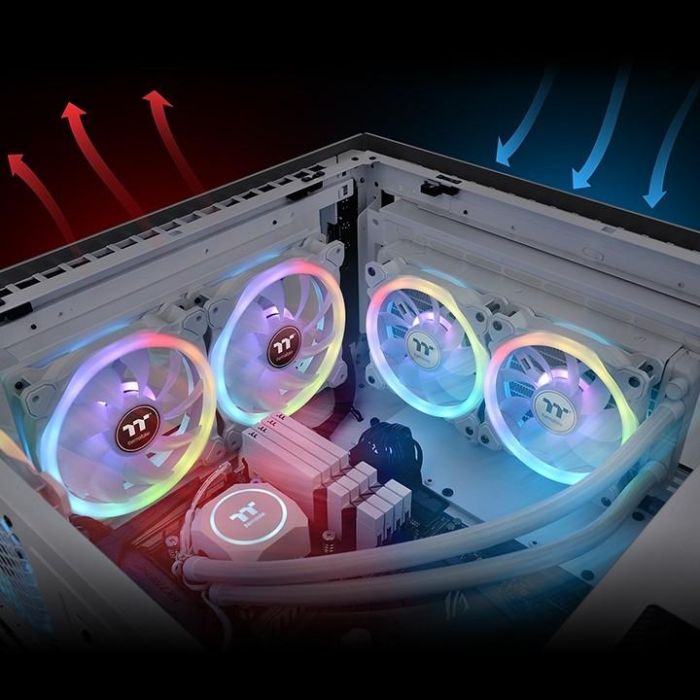 120mm Thermaltake SWAFAN 12 RGB Radiator Fan TT Premium Edition White 3 Pack 3 120mm Thermaltake SWAFAN 12 RGB Radiator Fan TT Premium Edition White 3 Pack 3