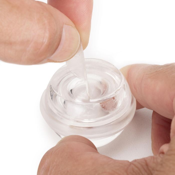 Lot de 6 butées de porte hémisphériques adhésives, fixation au sol, Plastique, Transparent 6