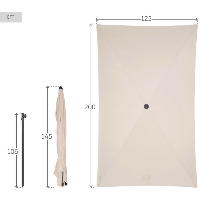 Parasol Aktive Crème Acier 200 x 230 x 125 cm 3
