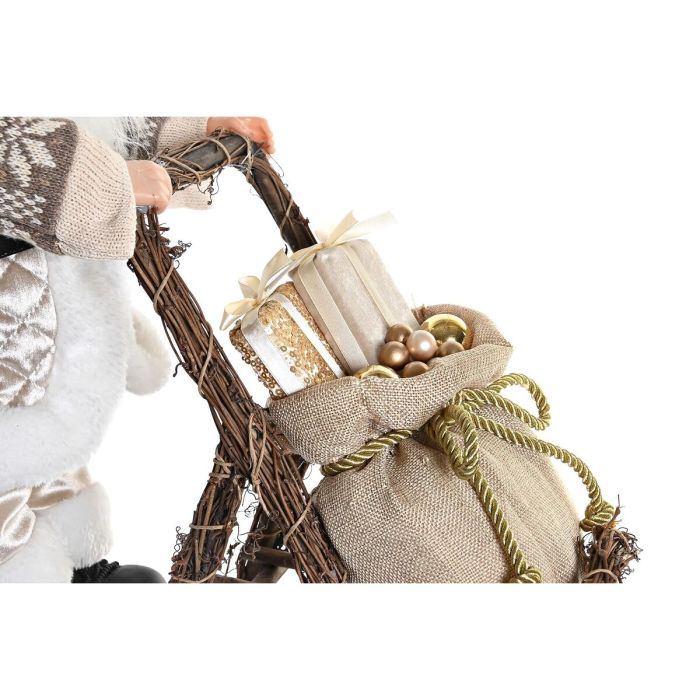 Figurine Décorative DKD Home Decor Père Noël Noël Gris Champagne Bois 42 x 22 x 48 cm 2