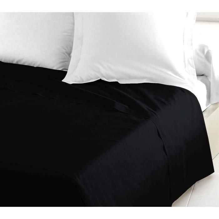 Drap plat - HOME LINGE PASSION - HP72093 - Microfibre 82 g - 240 x 300 cm - Noir 2