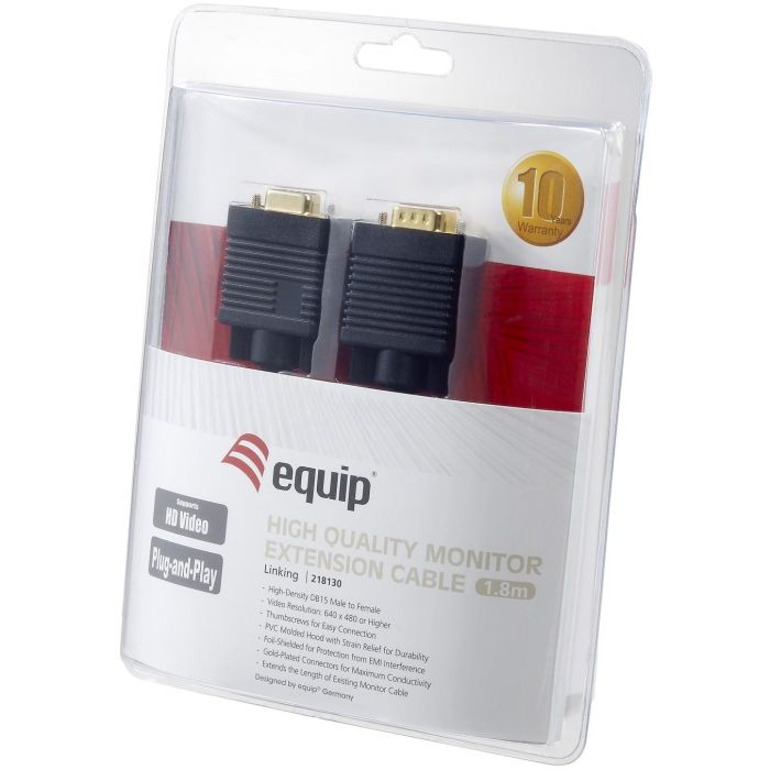 Equip VGA Kabel Verl. HD15 St/Bu 1.80m 1024x 768/60Hz sw Blister 1 Equip VGA Kabel Verl. HD15 St/Bu 1.80m 1024x 768/60Hz sw Blister 1