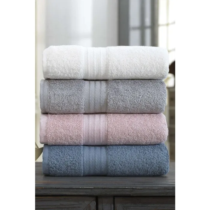 Ensemble de 4 serviettes de main en coton 100% - 50 x 85 cm - Couleurs Blanc, Gris, Rose, Bleu - Absorbantes et douces Ensemble de 4 serviettes de main en coton 100% - 50 x 85 cm - Couleurs Blanc, Gris, Rose, Bleu - Absorbantes et douces