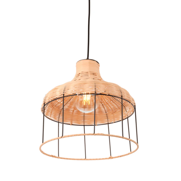 Lampe Suspendue Rotin Quetzaltenango Style Naturel Boho-Chic Compatible E27 SKD-P80054 4