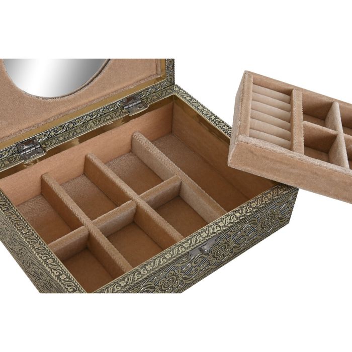 Boîte à bijoux Home ESPRIT Blanc Champagne Bois Aluminium 22,5 x 17,5 x 7,6 cm 3