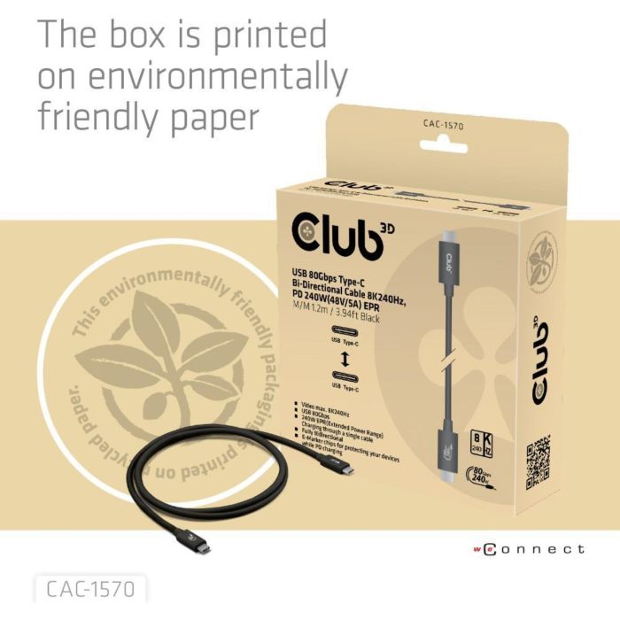 Club3D Kabel USB-C 80Gbps zertifi. PD240W/8K240Hz 1.2m St/St 9